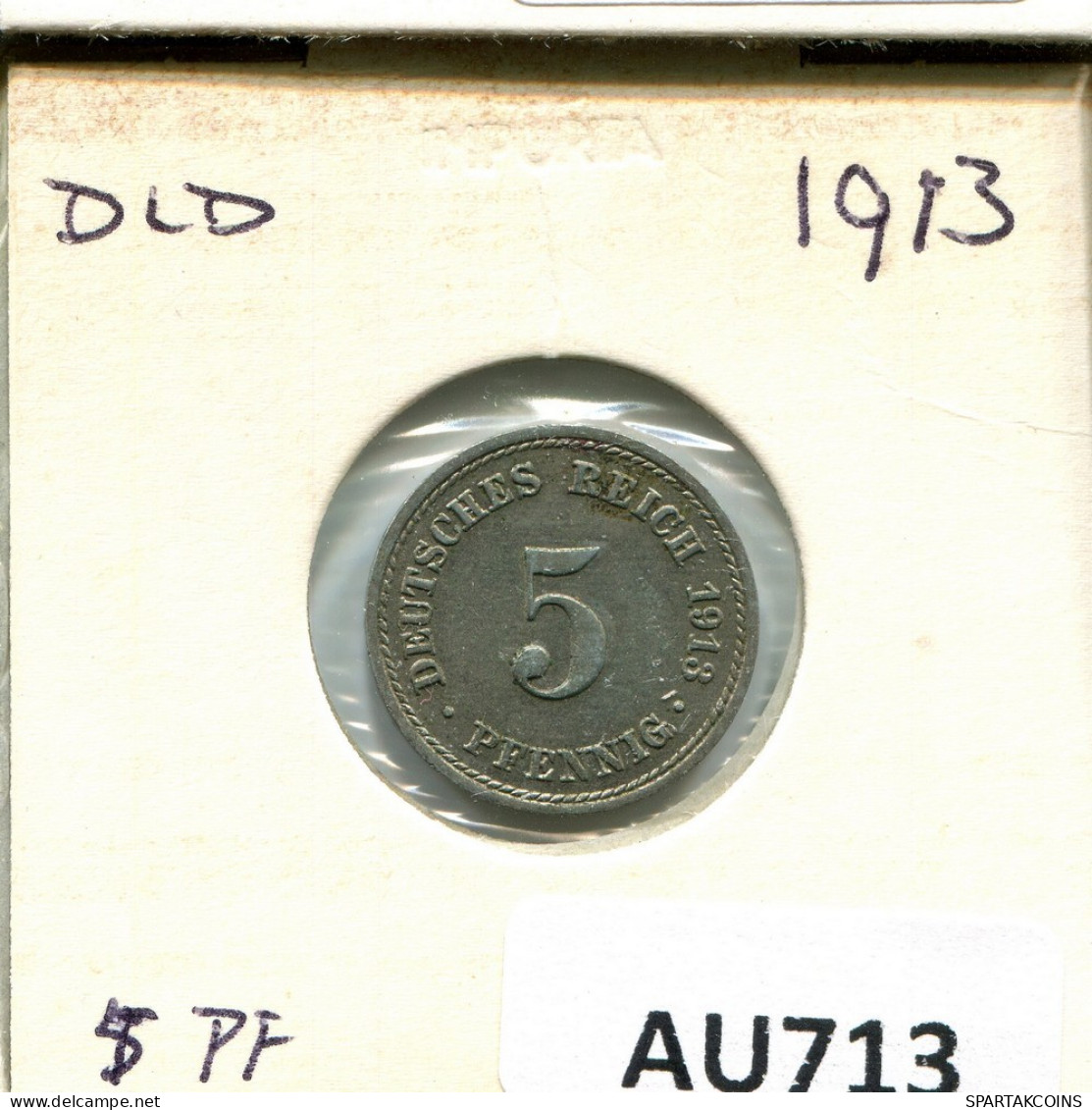 5 PFENNIG 1913 A ALEMANIA Moneda GERMANY #AU713.E.A - 5 Pfennig