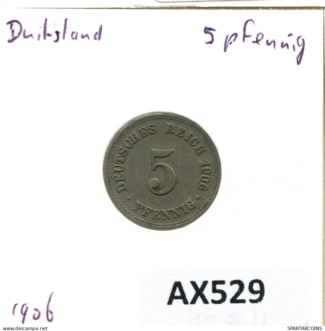 5 PFENNIG 1906 A ALLEMAGNE Pièce GERMANY #AX529.F.A - 5 Pfennig