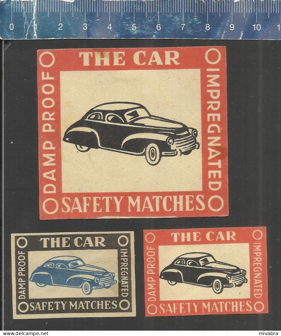 THE CAR IMPREGNATED DAMP PROOF SAFETY MATCHES -  EXPORT MATCHBOX LABELS AUSTRIA ( OLD And RARE 1954 ) - Cajas De Cerillas - Etiquetas