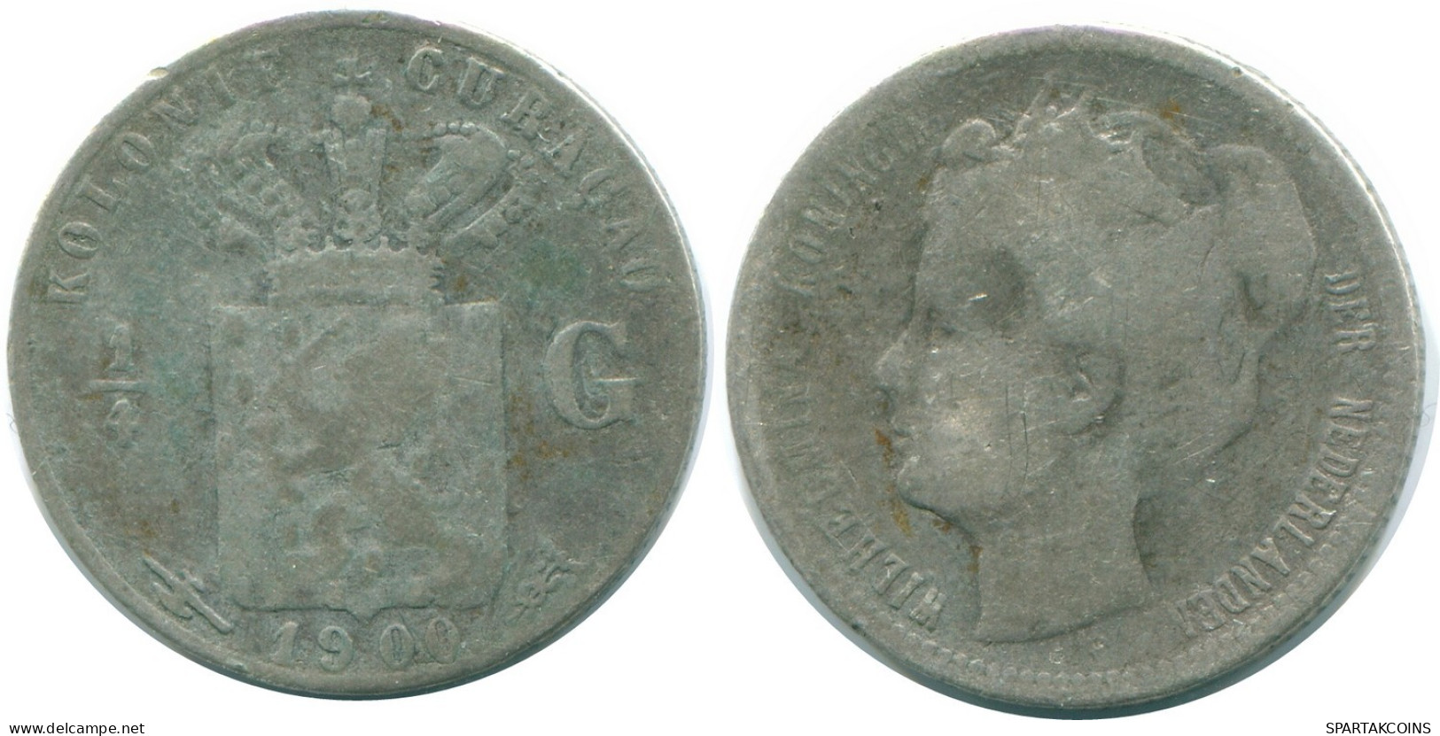 1/4 GULDEN 1900 CURACAO Netherlands SILVER Colonial Coin #NL10489.4.U.A - Curacao