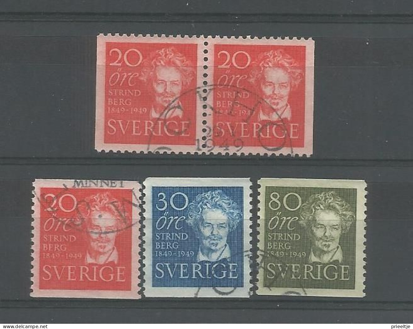 Sweden 1949 A. Strindberg Centenary Y.T. 347/349+347b  (0) - Used Stamps