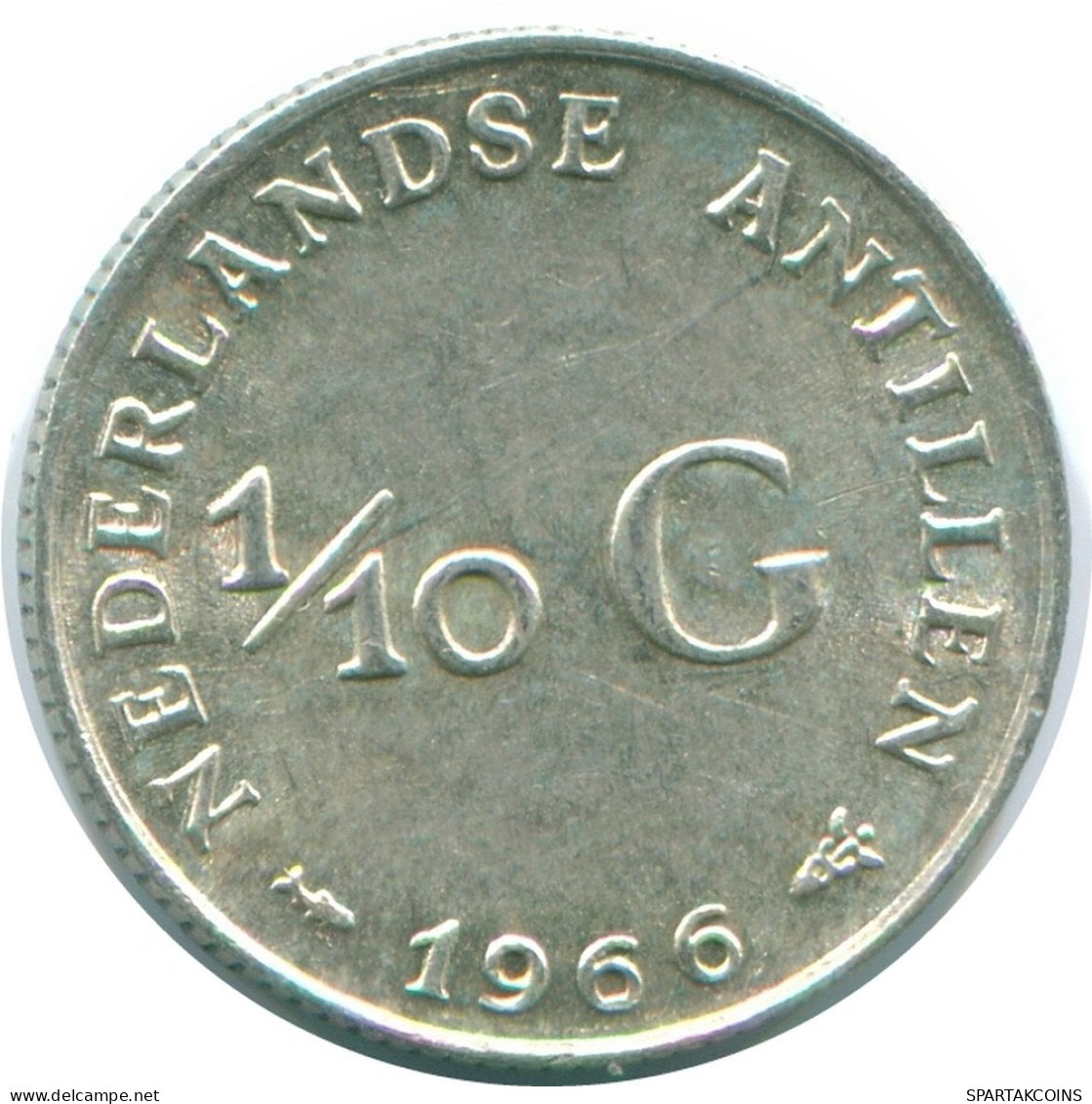 1/10 GULDEN 1966 ANTILLAS NEERLANDESAS PLATA Colonial Moneda #NL12665.3.E.A - Niederländische Antillen