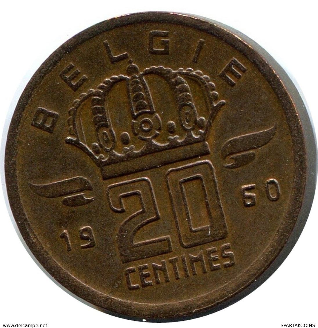 20 CENTIMES 1960 FRENCH Text BELGIQUE BELGIUM Pièce #BA396.F.A - 25 Cent