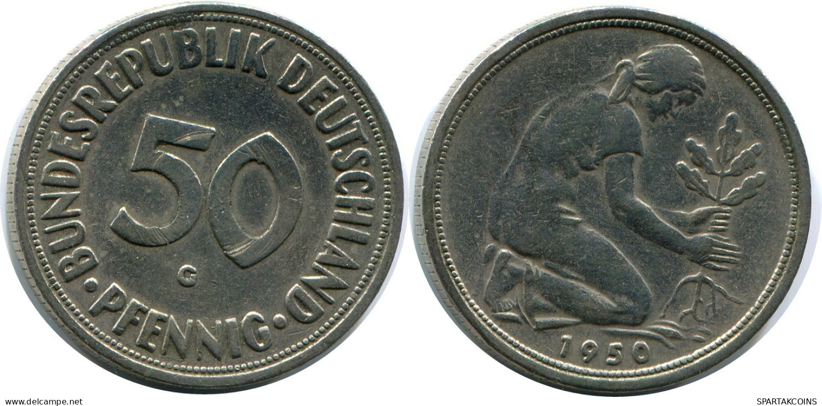 50 PFENNIG 1950 G BRD DEUTSCHLAND Münze GERMANY #AZ452.D.A - 50 Pfennig