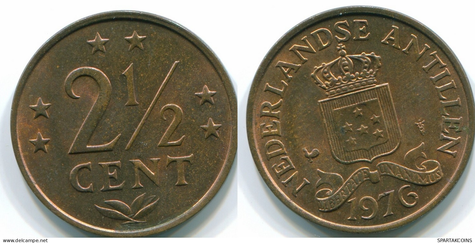 2 1/2 CENT 1976 NIEDERLÄNDISCHE ANTILLEN Bronze Koloniale Münze #S10528.D.A - Niederländische Antillen