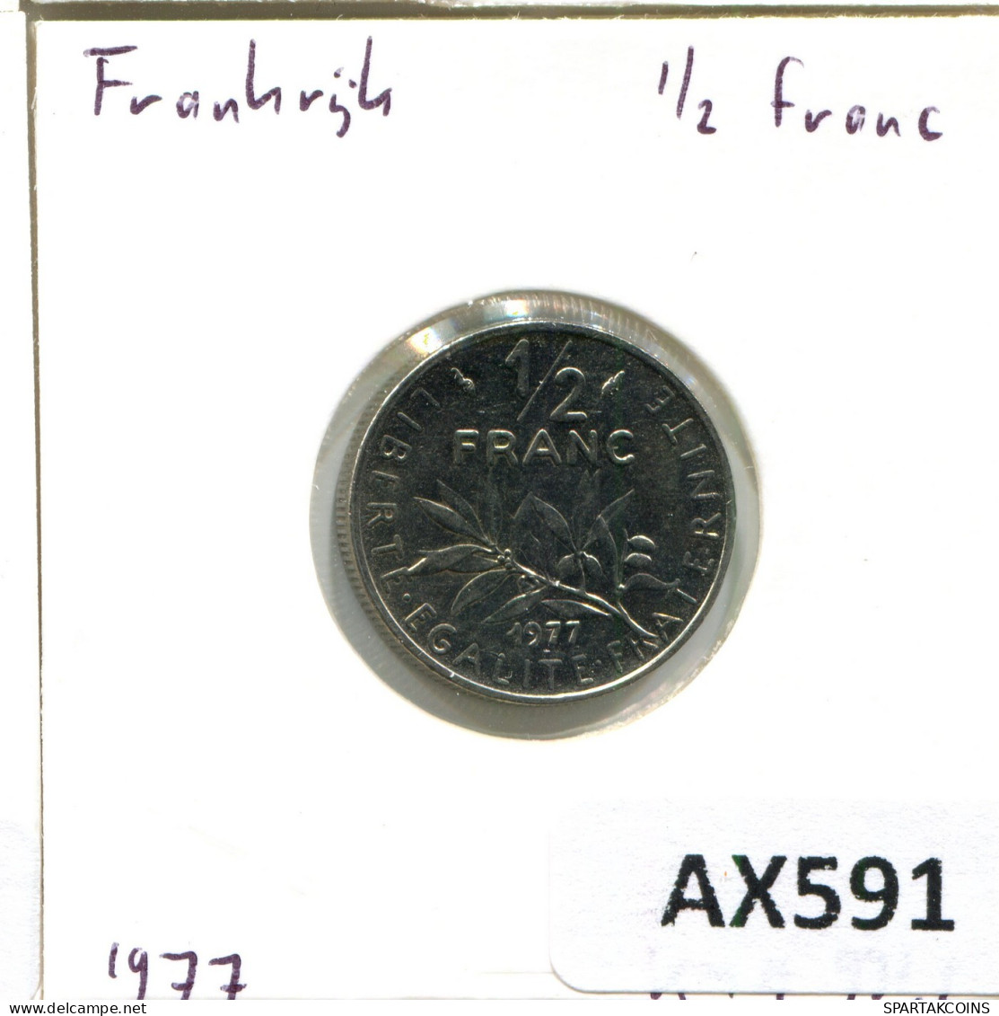 1/2 FRANC 1977 FRANCE Coin #AX591.U.A - 1/2 Franc