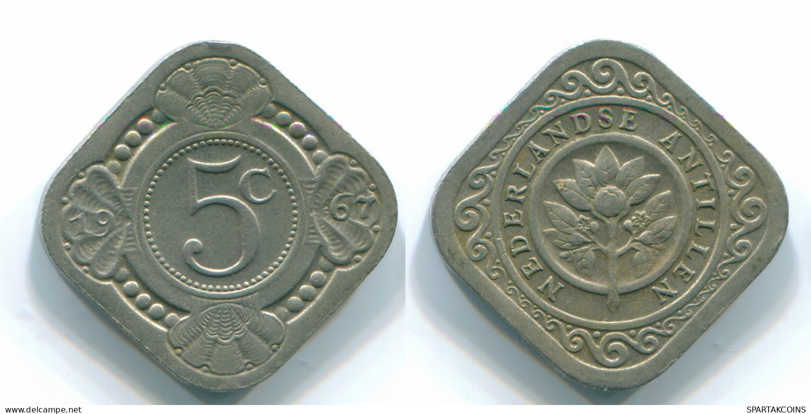 5 CENTS 1967 NIEDERLÄNDISCHE ANTILLEN Nickel Koloniale Münze #S12475.D.A - Niederländische Antillen