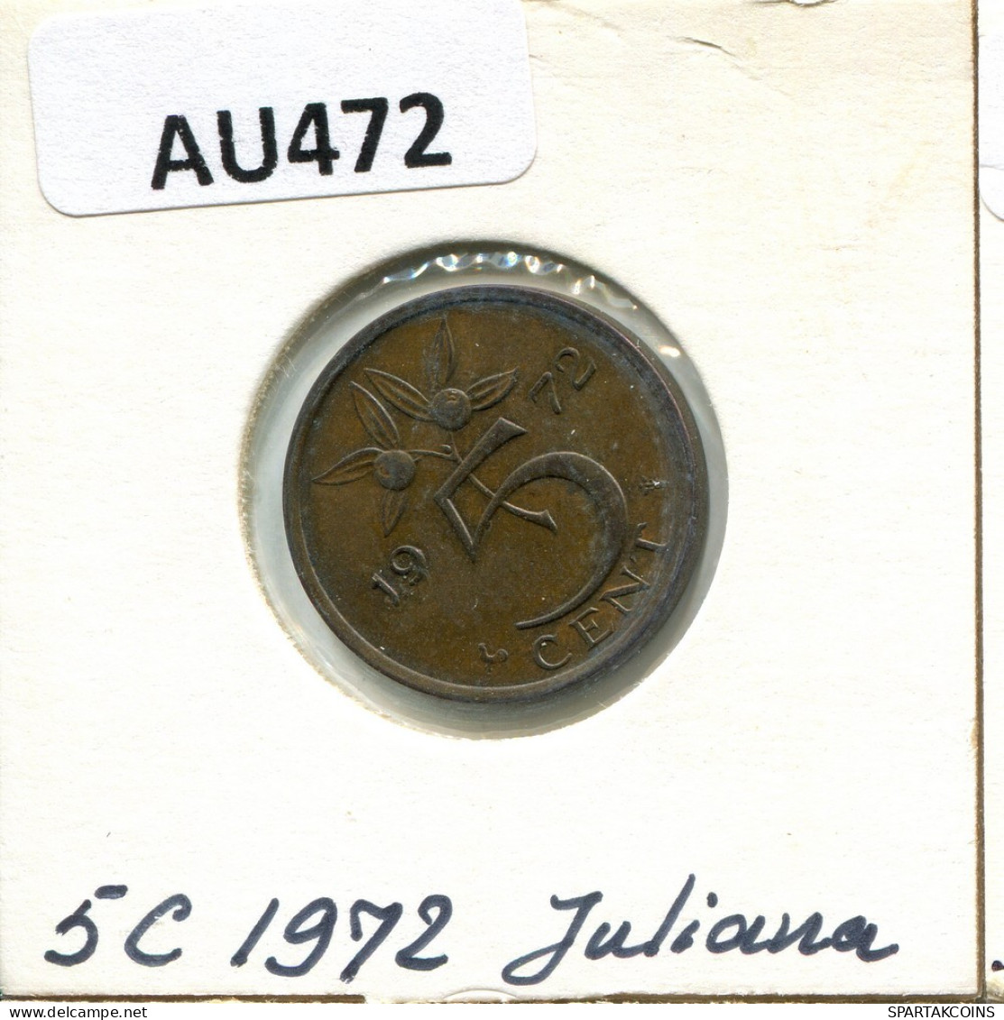 5 CENTS 1972 NÉERLANDAIS NETHERLANDS Pièce #AU472.F.A - 1948-1980: Juliana