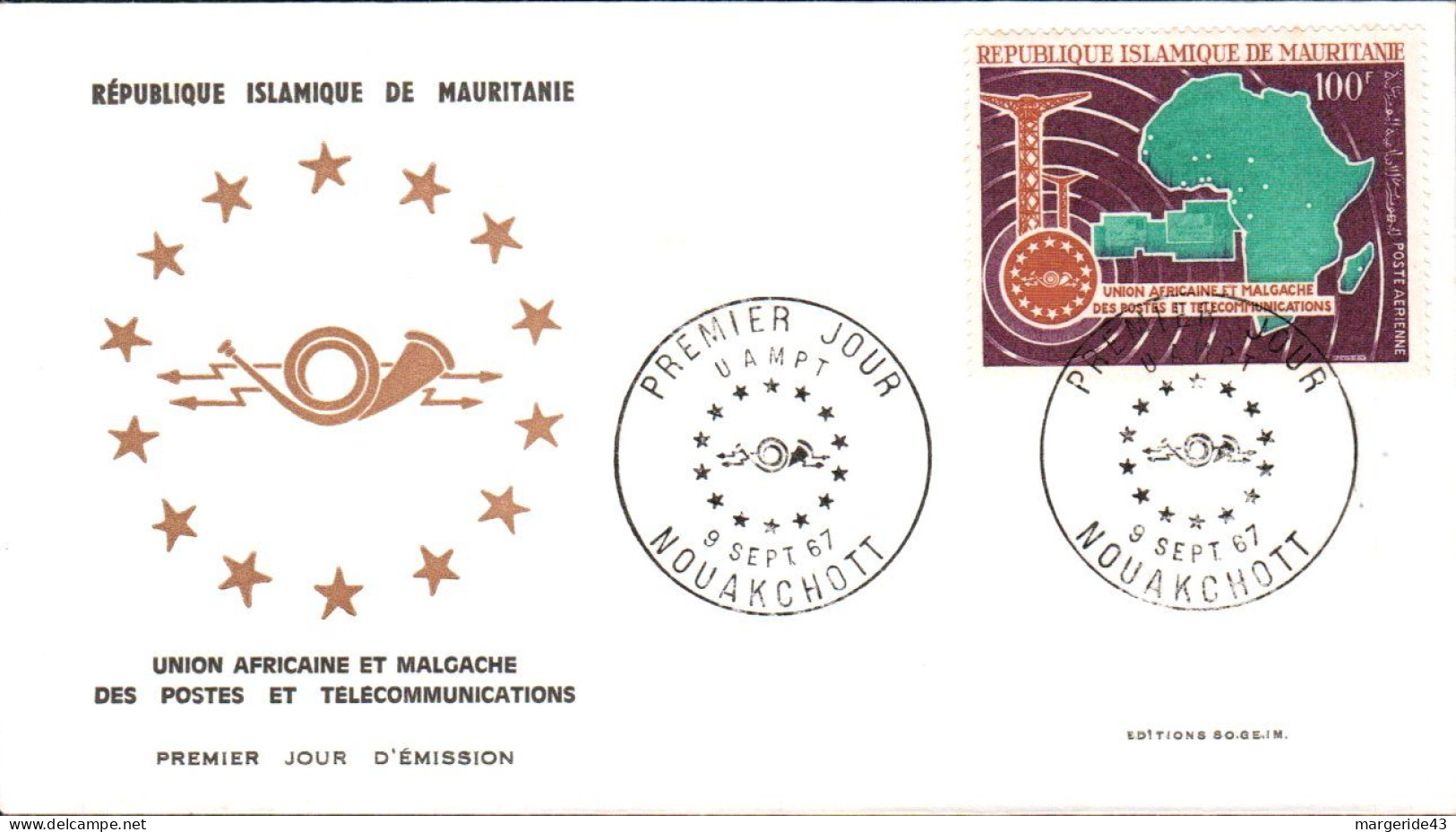 MAURITANIE FDC 1967 UNION AFRICAINE ET MALGACHE - Mauretanien (1960-...)