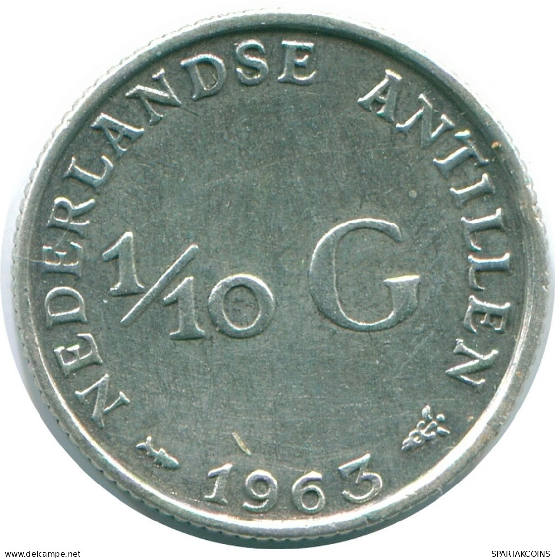 1/10 GULDEN 1963 NIEDERLÄNDISCHE ANTILLEN SILBER Koloniale Münze #NL12468.3.D.A - Niederländische Antillen