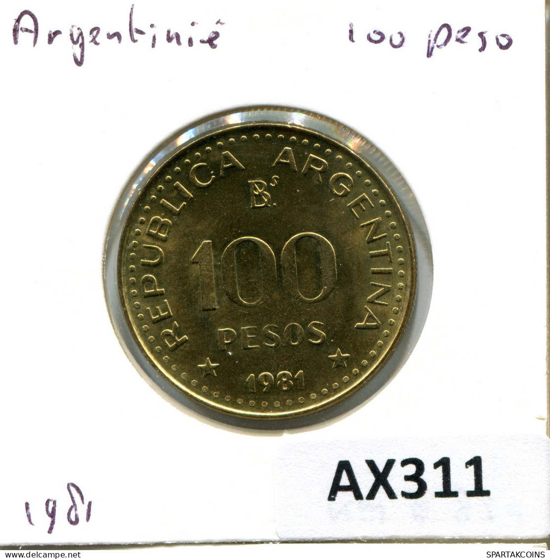 100 PESOS 1981 ARGENTINA Moneda #AX311.E.A - Argentina