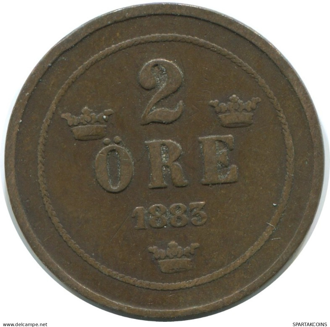 2 ORE 1883 SWEDEN Coin #AD021.2.U.A - Suecia
