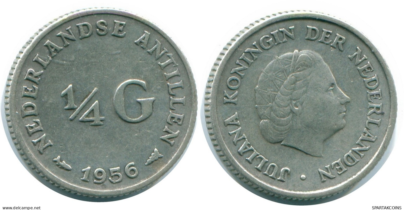 1/4 GULDEN 1956 NETHERLANDS ANTILLES SILVER Colonial Coin #NL10909.4.U.A - Antille Olandesi