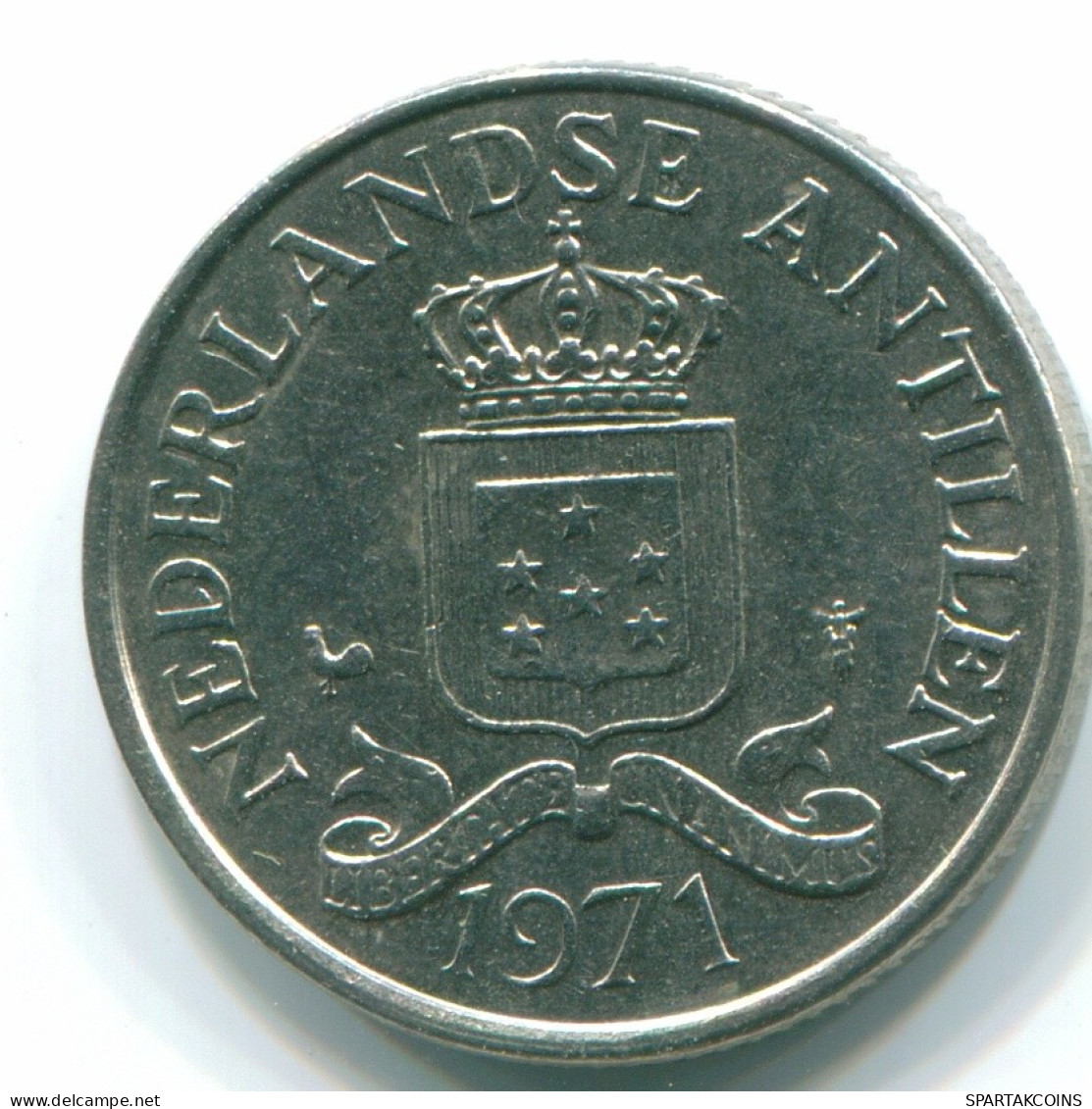 25 CENTS 1971 NETHERLANDS ANTILLES Nickel Colonial Coin #S11495.U.A - Antilles Néerlandaises