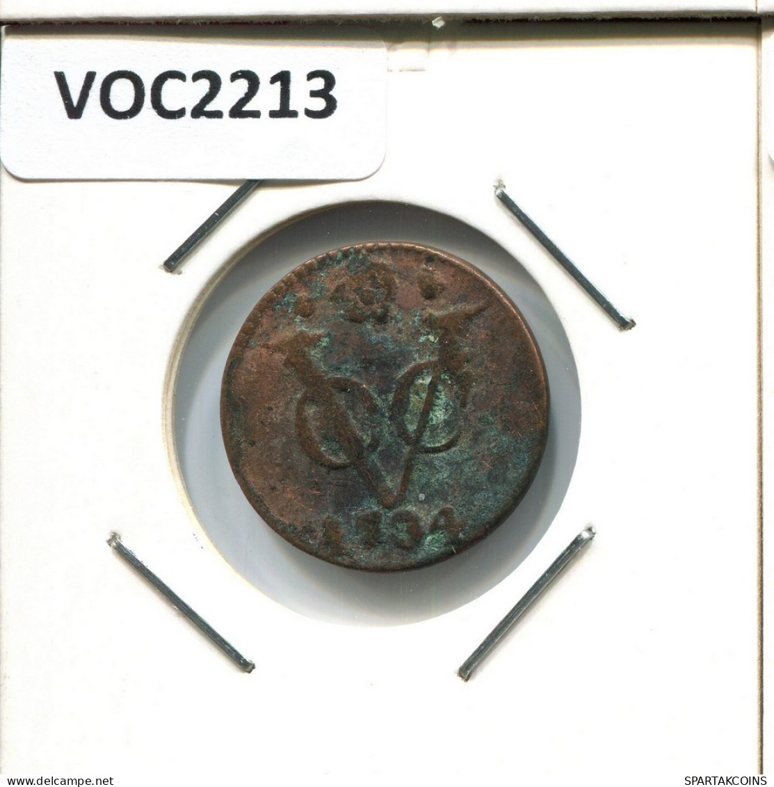 1734 HOLLAND VOC DUIT INDES NÉERLANDAIS NETHERLANDS NEW YORK COLONIAL PENNY #VOC2213.7.F.A - Indes Neerlandesas