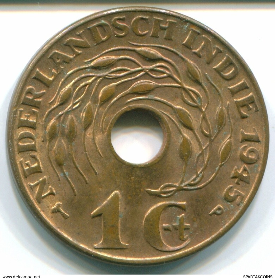 1 CENT 1945 P INDES ORIENTALES NÉERLANDAISES INDONÉSIE Bronze Colonial Pièce #S10398.F.A - Niederländisch-Indien