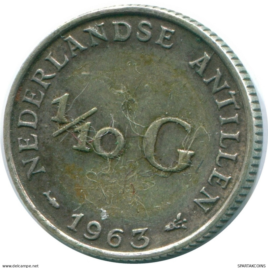 1/10 GULDEN 1963 ANTILLES NÉERLANDAISES ARGENT Colonial Pièce #NL12600.3.F.A - Antille Olandesi