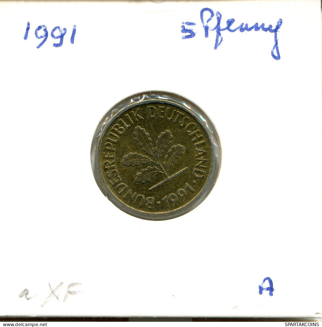 5 PFENNIG 1991 A WEST & UNIFIED GERMANY Coin #DA998.U.A - 5 Pfennig