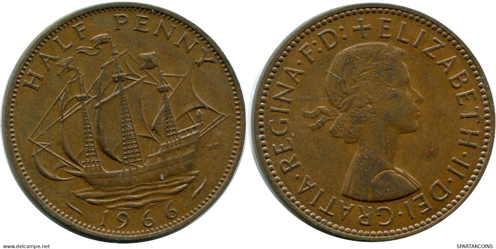 HALF PENNY 1966 UK GROßBRITANNIEN GREAT BRITAIN Münze #AZ729.D.A - C. 1/2 Penny