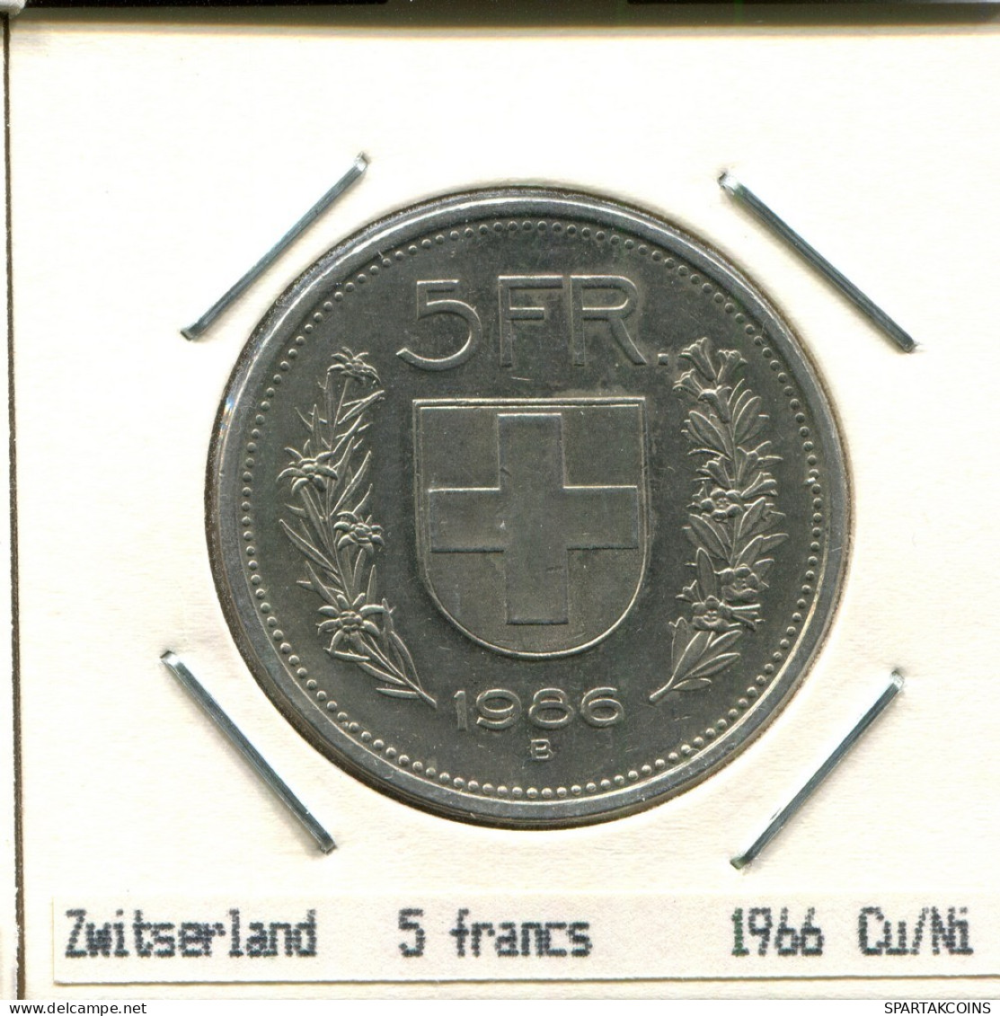 5 FRANCS 1966 SUIZA SWITZERLAND Moneda #AS483.E.A - Other & Unclassified