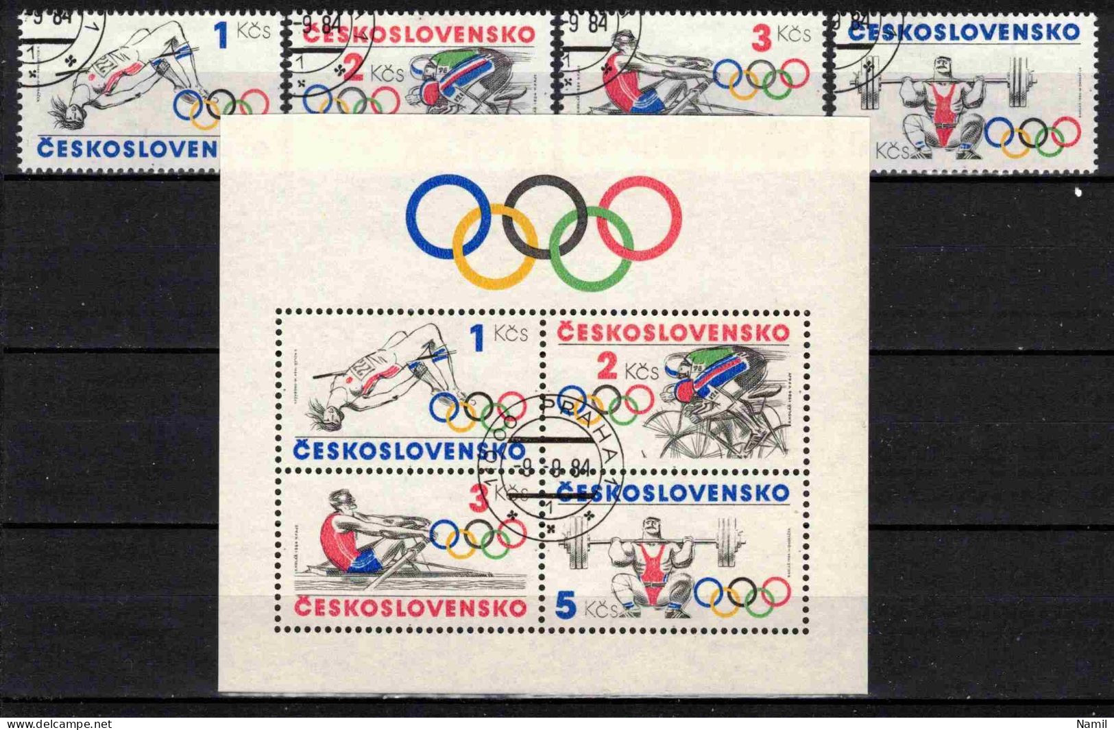 Tchécoslovaquie 1984 Mi 2782-5+Bl.60 (Yv 2600-3+BF 64), Obliteré - Gebraucht