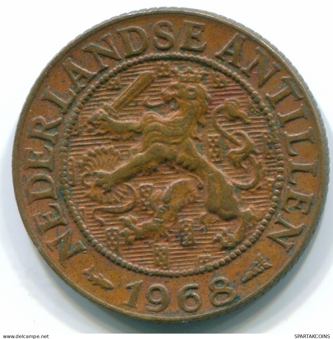 1 CENT 1968 ANTILLES NÉERLANDAISES Bronze Fish Colonial Pièce #S10769.F.A - Niederländische Antillen
