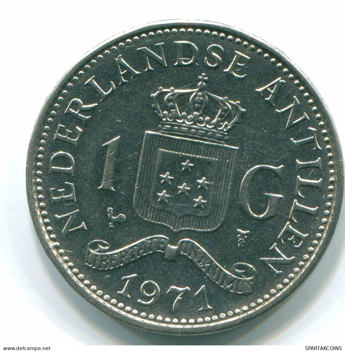 1 GULDEN 1971 NETHERLANDS ANTILLES Nickel Colonial Coin #S11938.U.A - Antille Olandesi