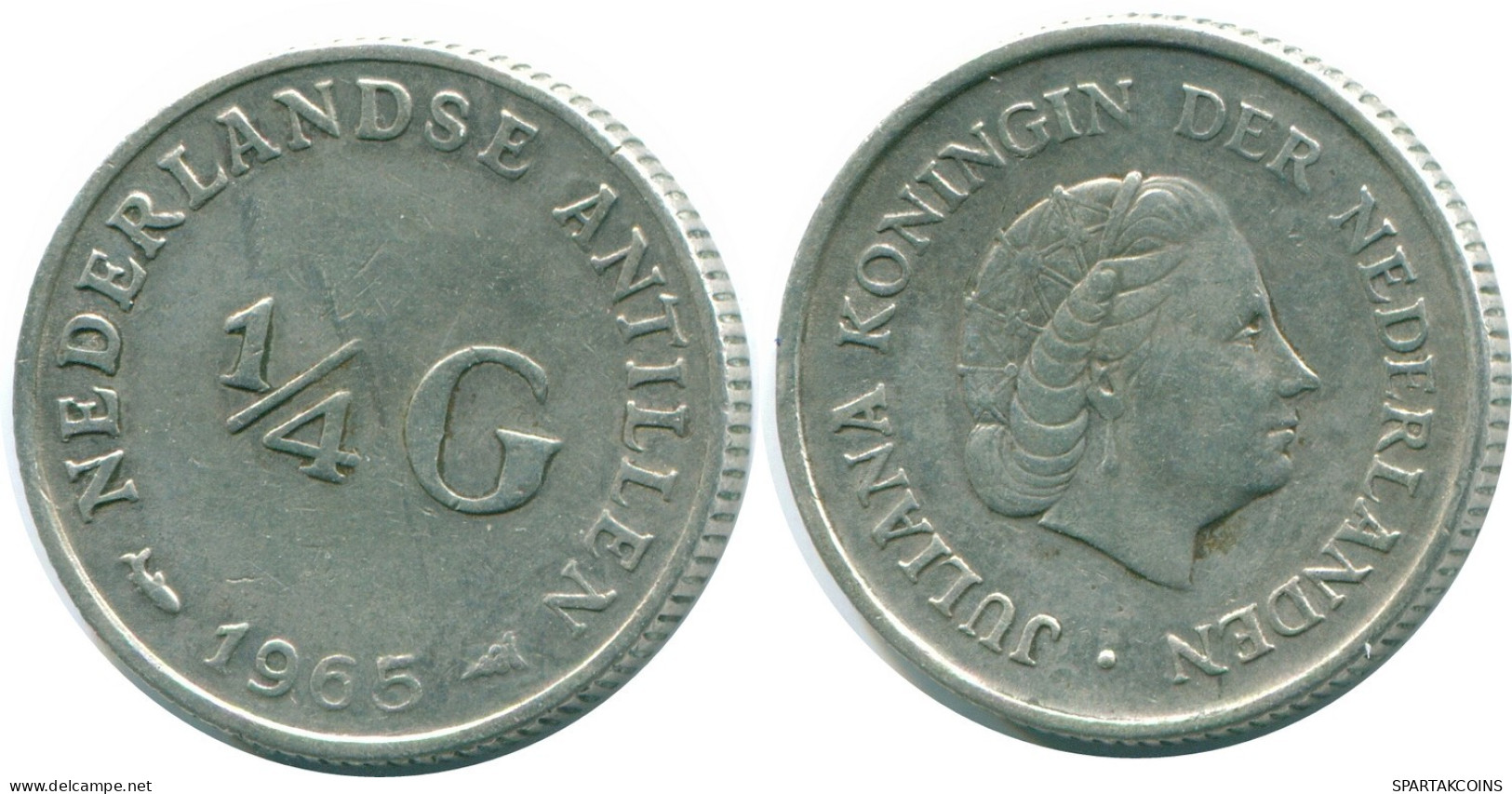 1/4 GULDEN 1965 NETHERLANDS ANTILLES SILVER Colonial Coin #NL11296.4.U.A - Nederlandse Antillen