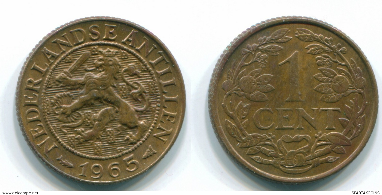 1 CENT 1965 ANTILLAS NEERLANDESAS Bronze Fish Colonial Moneda #S11119.E.A - Antillas Neerlandesas