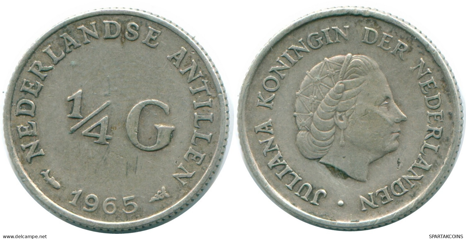 1/4 GULDEN 1965 NIEDERLÄNDISCHE ANTILLEN SILBER Koloniale Münze #NL11352.4.D.A - Niederländische Antillen