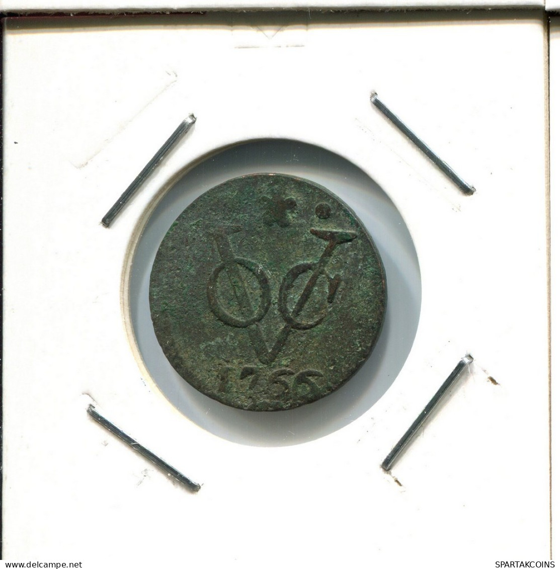 1766 HOLLAND VOC DUIT NIEDERLANDE OSTINDIEN NY COLONIAL PENNY #VOC2741.7.D.A - Indie Olandesi