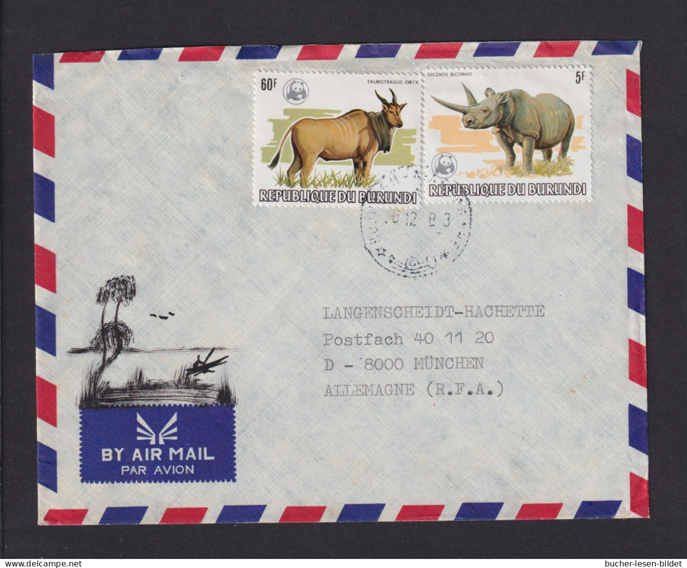1983 - 5 Und 60 F. "WWF" (1598, 1604) Auf Luftpostbrief Aus Bujumbura Nach München - SELTEN - Lettres & Documents