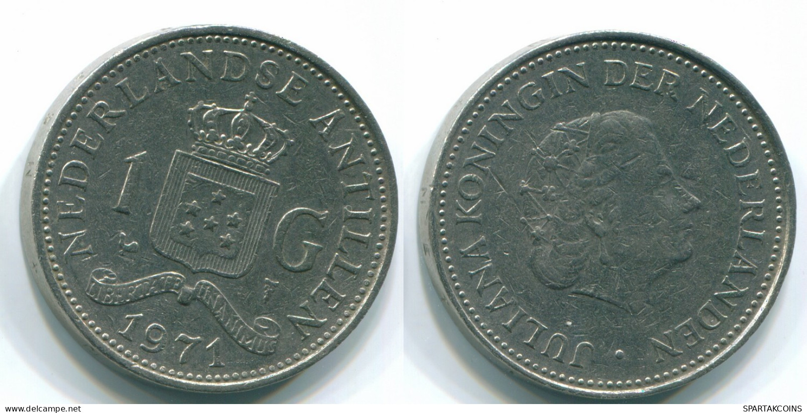 1 GULDEN 1971 NETHERLANDS ANTILLES Nickel Colonial Coin #S12016.U.A - Antille Olandesi