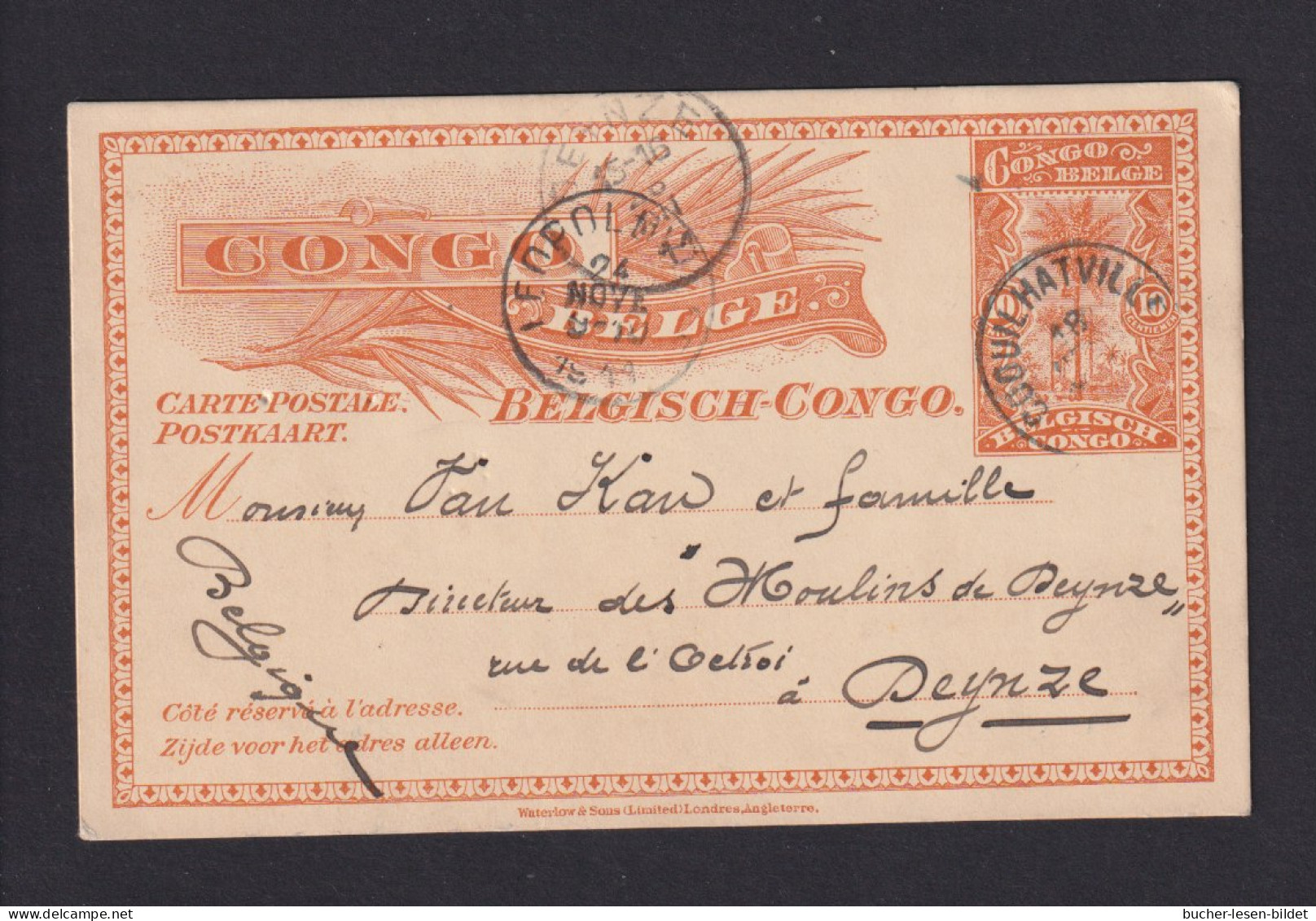 1911 - 10 C. Ganzsache Ab COQUILHATVILLE Nach Belgien - Lettres & Documents