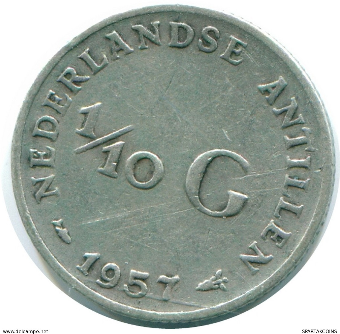 1/10 GULDEN 1957 ANTILLES NÉERLANDAISES ARGENT Colonial Pièce #NL12154.3.F.A - Antille Olandesi