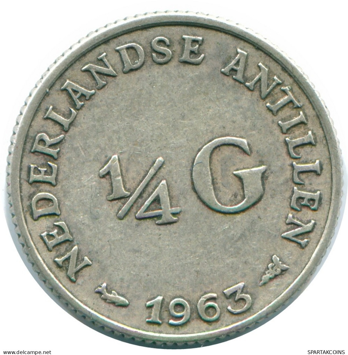 1/4 GULDEN 1963 NETHERLANDS ANTILLES SILVER Colonial Coin #NL11264.4.U.A - Niederländische Antillen