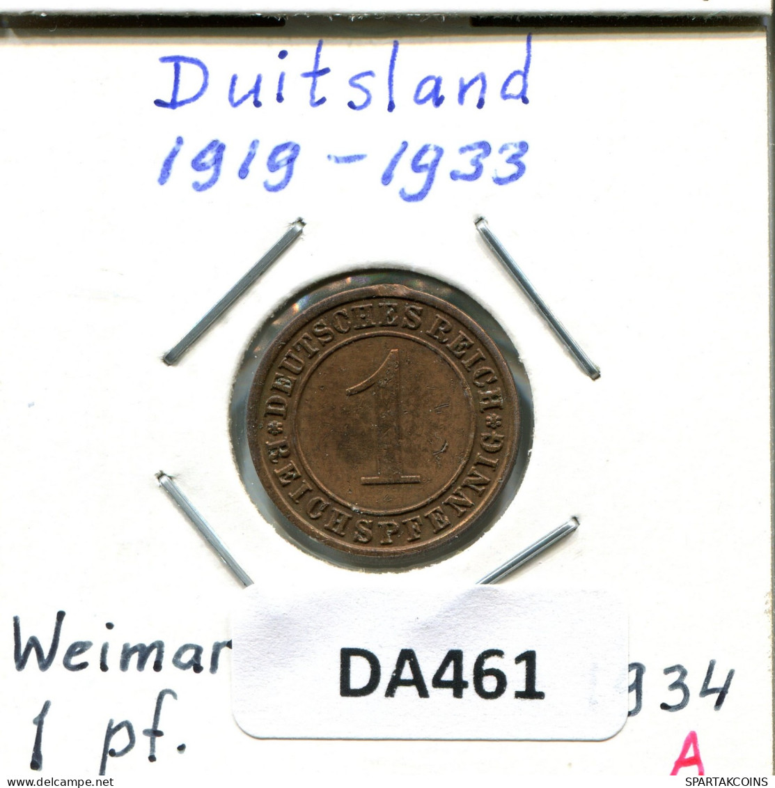 1 RENTENPFENNIG 1934 A GERMANY Coin #DA461.2.U.A - 1 Reichspfennig