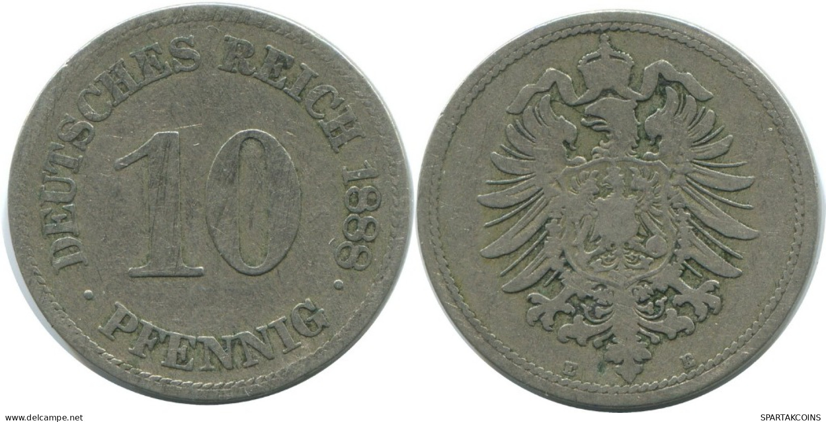 10 PFENNIG 1888 E RARE DEUTSCHLAND Münze GERMANY #AE470.D.A - 10 Pfennig