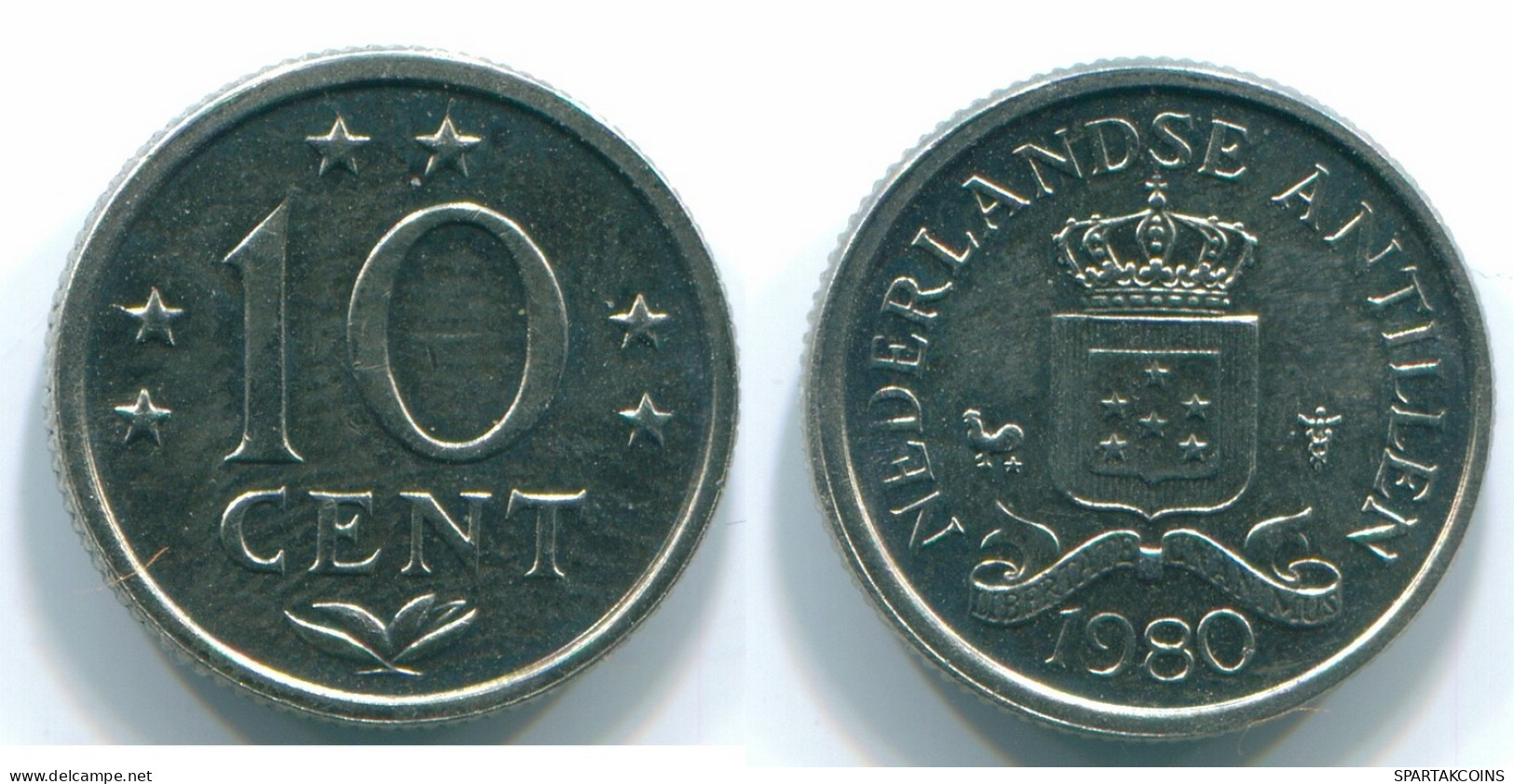 10 CENTS 1981 ANTILLES NÉERLANDAISES Nickel Colonial Pièce #S13749.F.A - Antille Olandesi