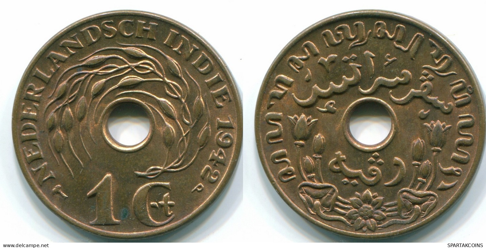1 CENT 1942 INDES ORIENTALES NÉERLANDAISES INDONÉSIE INDONESIA Bronze Colonial Pièce #S10299.F.A - Niederländisch-Indien