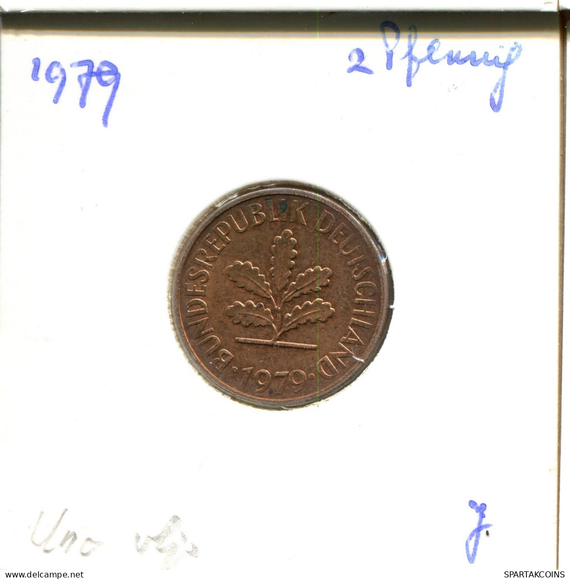 2 PFENNIG 1979 J WEST & UNIFIED GERMANY Coin #DB028.U.A - 2 Pfennig