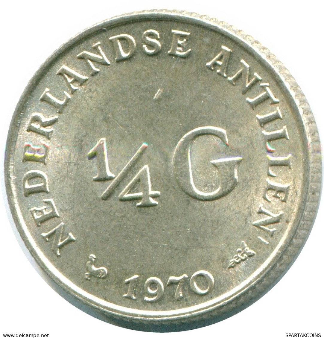 1/4 GULDEN 1970 NETHERLANDS ANTILLES SILVER Colonial Coin #NL11631.4.U.A - Antille Olandesi