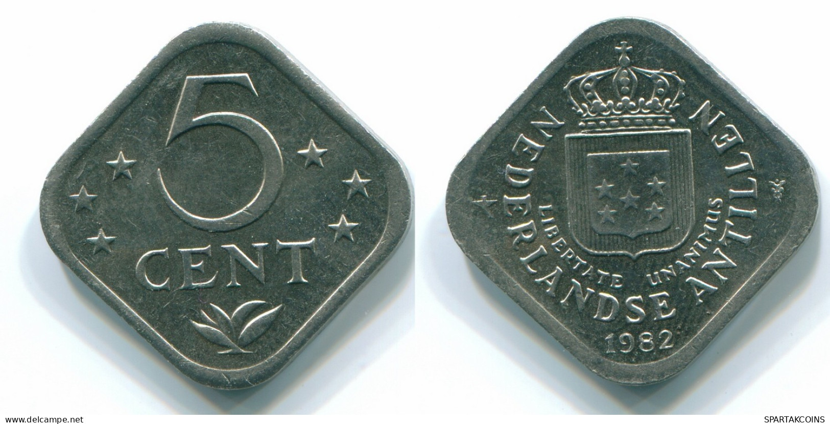 5 CENTS 1982 NETHERLANDS ANTILLES Nickel Colonial Coin #S12351.U.A - Niederländische Antillen