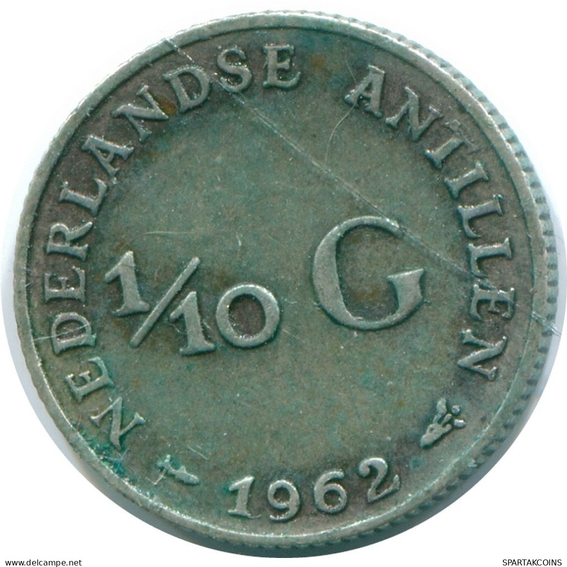 1/10 GULDEN 1962 NETHERLANDS ANTILLES SILVER Colonial Coin #NL12443.3.U.A - Niederländische Antillen