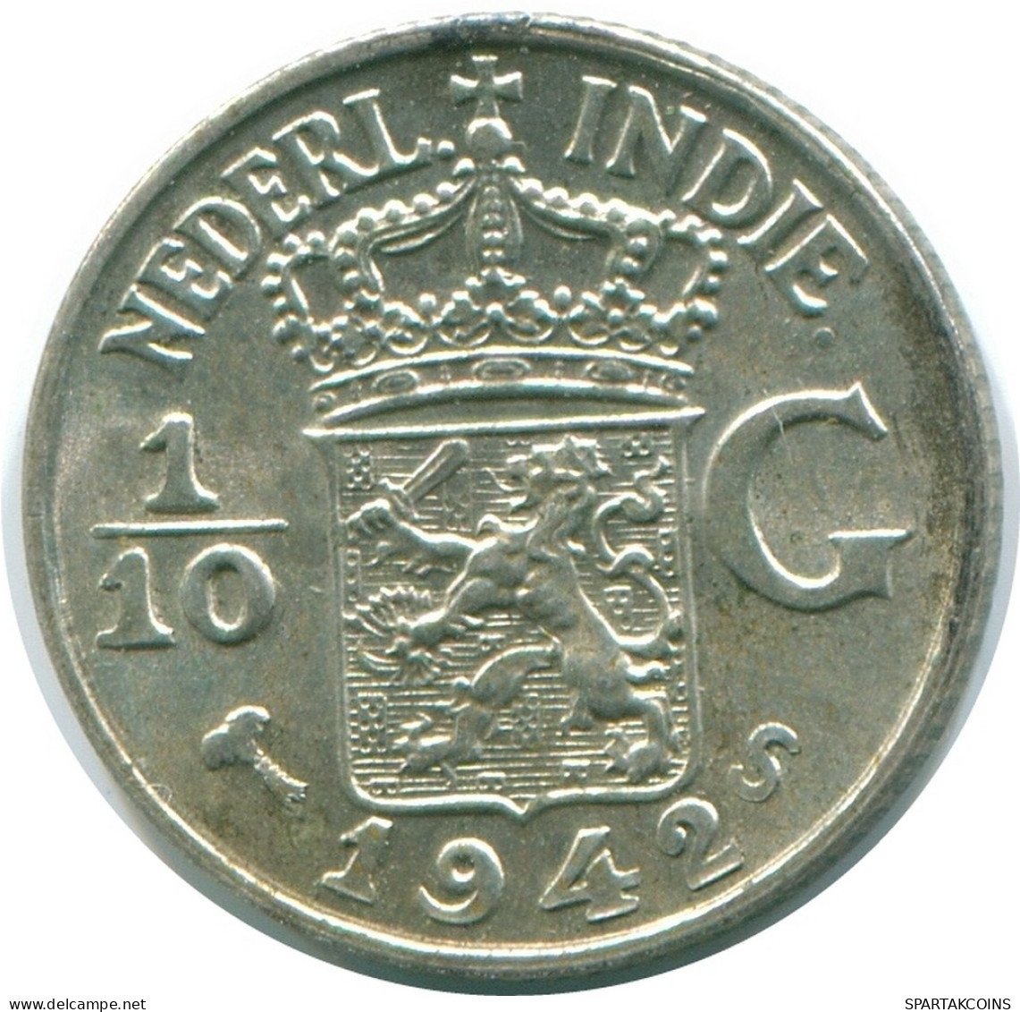 1/10 GULDEN 1942 NIEDERLANDE OSTINDIEN SILBER Koloniale Münze #NL13924.3.D.A - Indie Olandesi