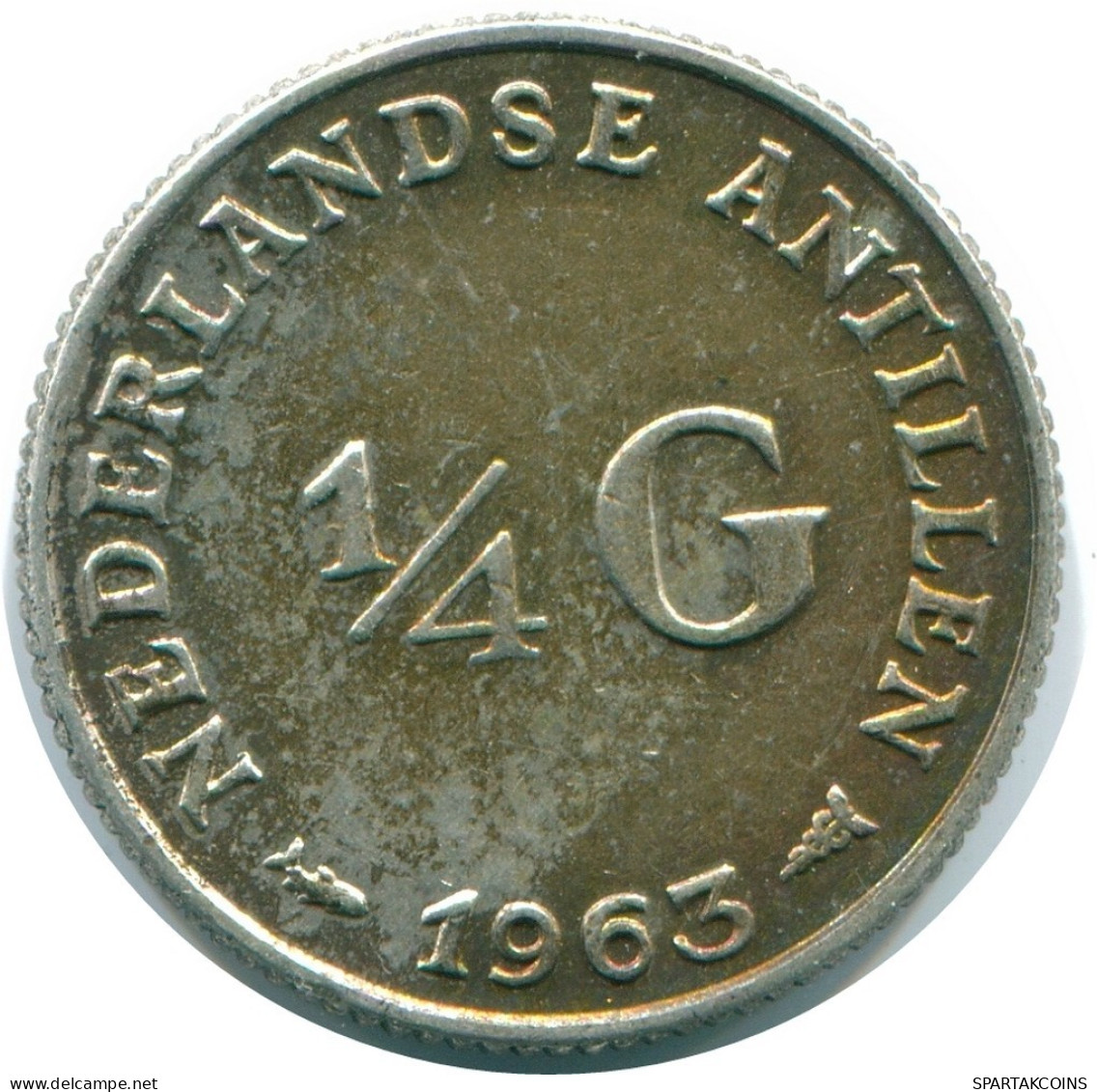 1/4 GULDEN 1963 NIEDERLÄNDISCHE ANTILLEN SILBER Koloniale Münze #NL11238.4.D.A - Antille Olandesi