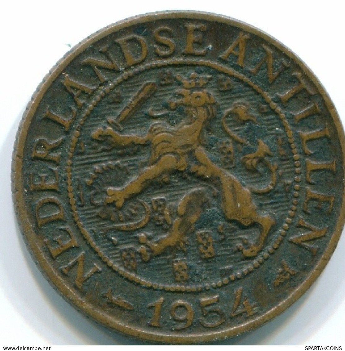 1 CENT 1954 NIEDERLÄNDISCHE ANTILLEN Bronze Fish Koloniale Münze #S11015.D.A - Niederländische Antillen