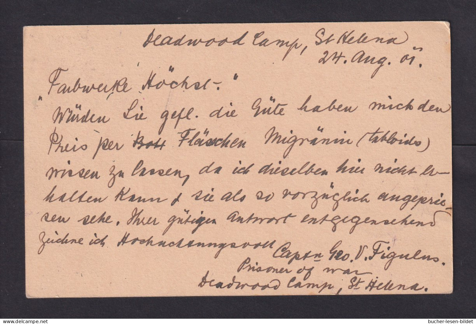 1901 - 1 P. Ganzsache Ab St. Helena Nach Deutschland - Zensurstempel Deadwood Camp - Isla Sta Helena