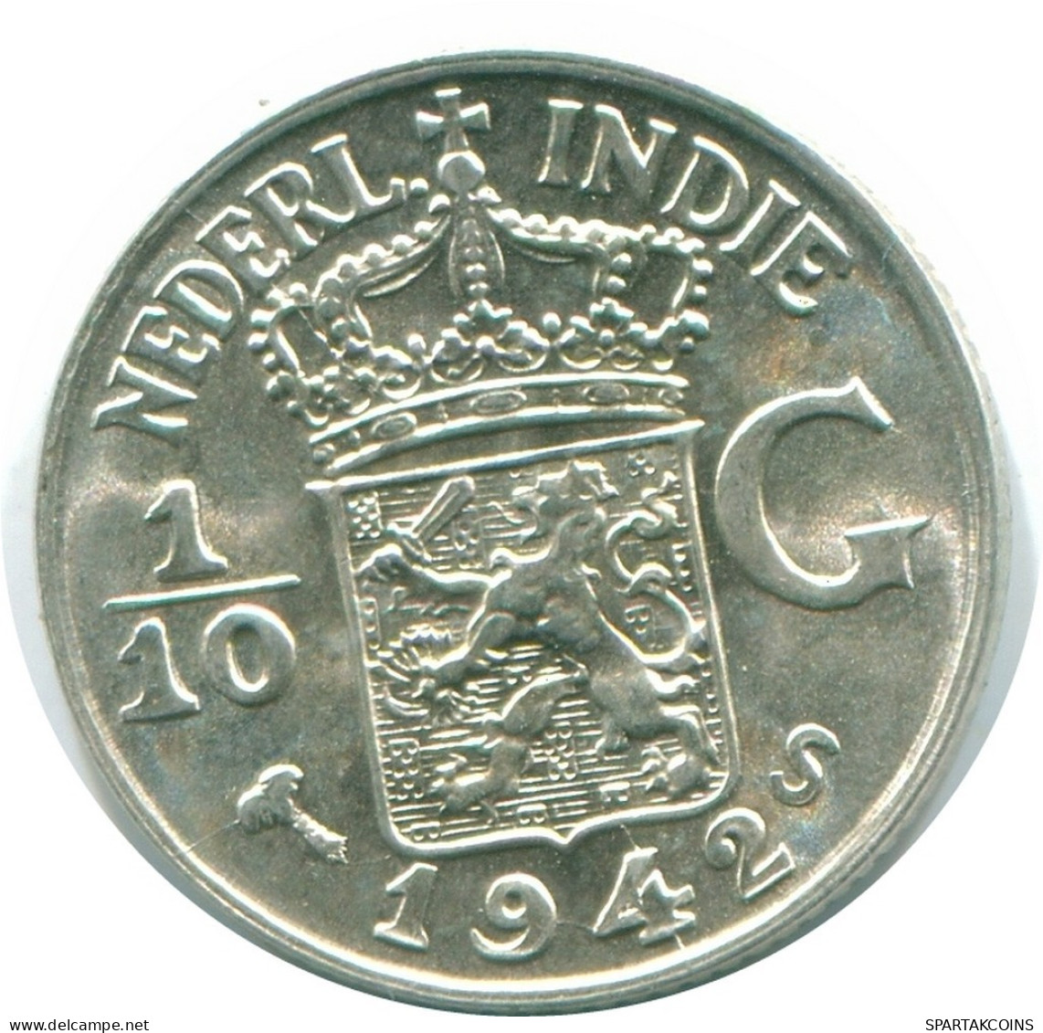 1/10 GULDEN 1942 INDIAS ORIENTALES DE LOS PAÍSES BAJOS PLATA #NL13844.3.E.A - Indes Neerlandesas