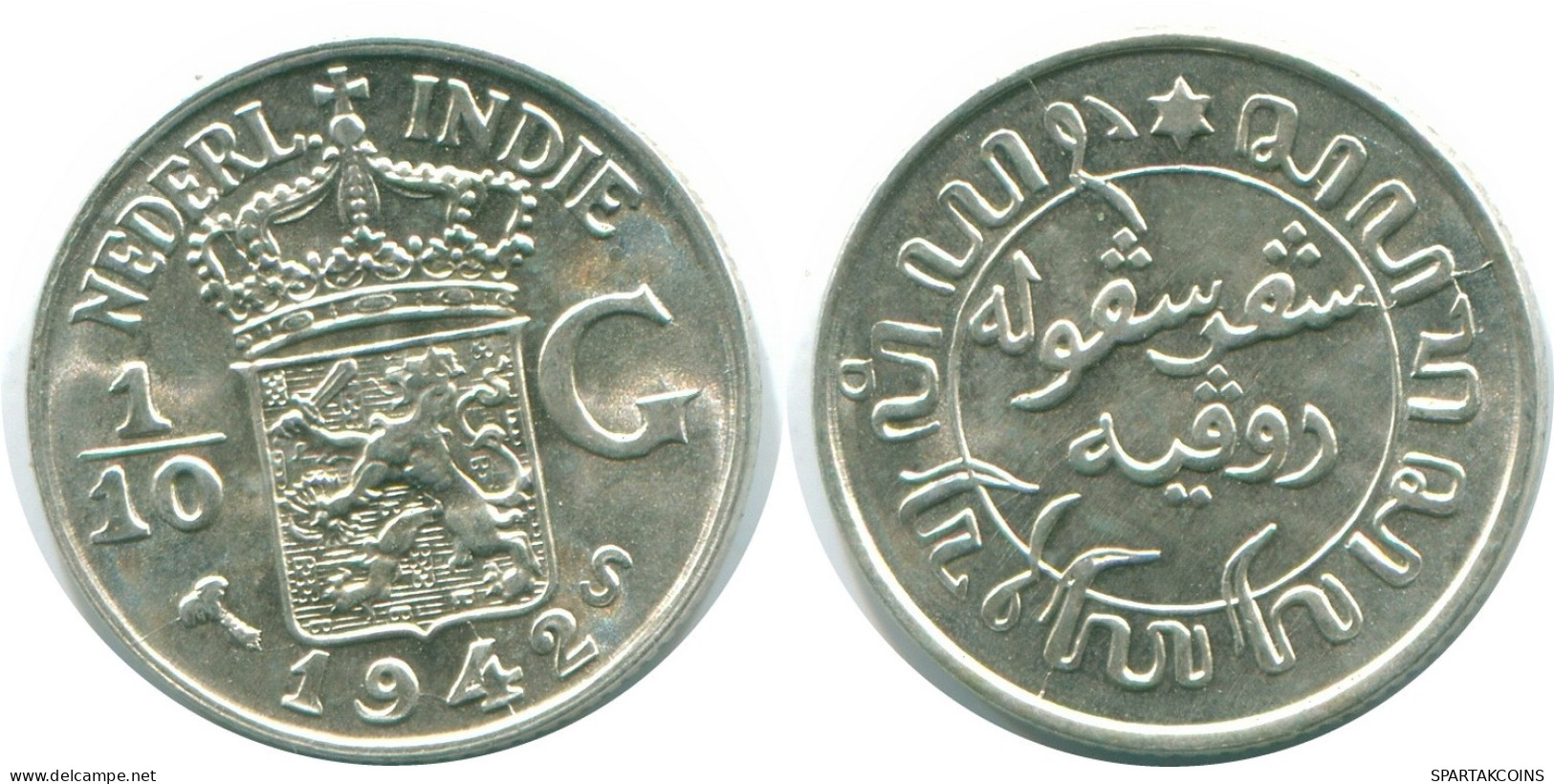 1/10 GULDEN 1942 INDIAS ORIENTALES DE LOS PAÍSES BAJOS PLATA #NL13844.3.E.A - Nederlands-Indië